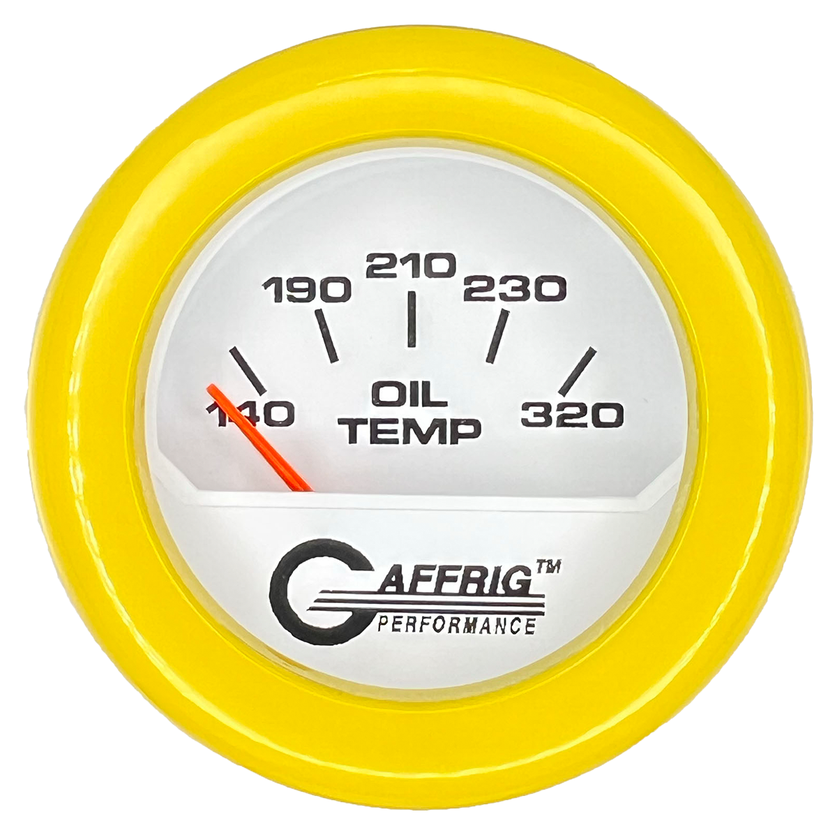 GAFFRIG 2 INCH ELECTRIC OIL TEMP GAUGE 100-320 F FAT RIM (218) / YELLOW / WHITE