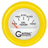 GAFFRIG 2 INCH ELECTRIC OIL TEMP GAUGE 100-320 F FAT RIM (218) / YELLOW / WHITE