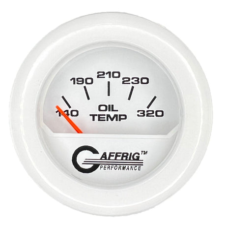 GAFFRIG 2 INCH ELECTRIC OIL TEMP GAUGE 100-320 F FAT RIM (218) / WHITE / WHITE