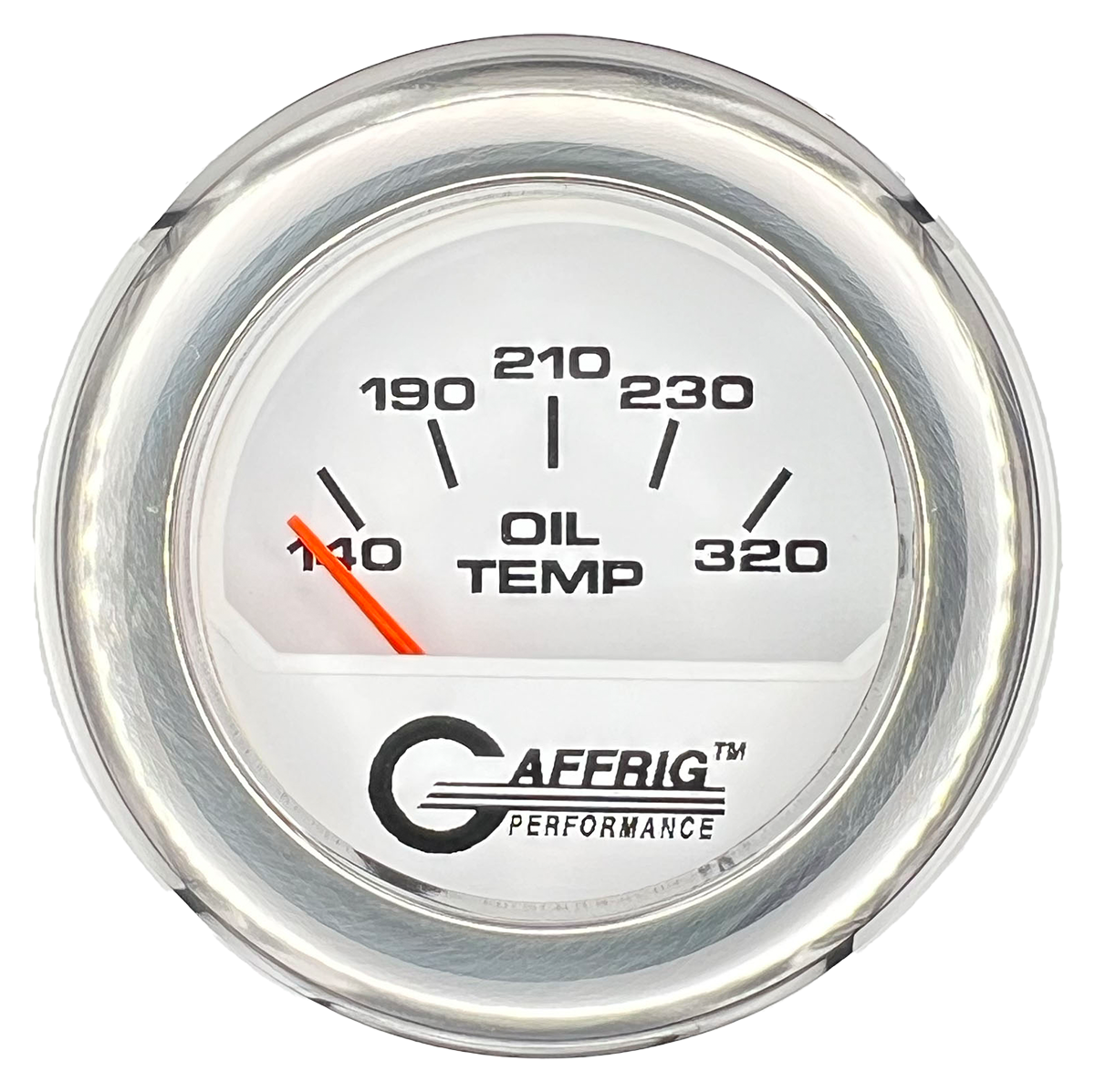 GAFFRIG 2 INCH ELECTRIC OIL TEMP GAUGE 100-320 F FAT RIM (218) / CHROME/POLISHED / WHITE