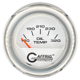 GAFFRIG 2 INCH ELECTRIC OIL TEMP GAUGE 100-320 F FAT RIM (218) / CHROME/POLISHED / WHITE