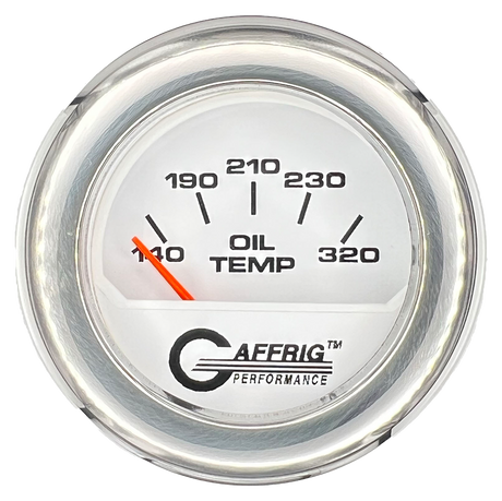 GAFFRIG 2 INCH ELECTRIC OIL TEMP GAUGE 100-320 F FAT RIM (218) / CHROME/POLISHED / WHITE