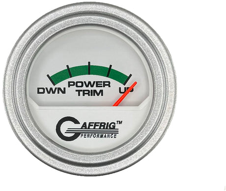 GAFFRIG 2 INCH ELECTRIC TRIM METER MERCURY GAUGE STEP RIM (002) / PLATINUM / WHITE