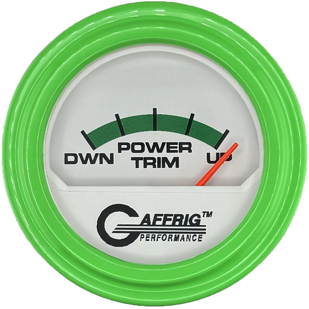 GAFFRIG 2 INCH ELECTRIC TRIM METER MERCURY GAUGE STEP RIM (002) / LIME GREEN / WHITE