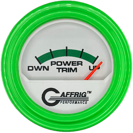 GAFFRIG 2 INCH ELECTRIC TRIM METER MERCURY GAUGE STEP RIM (002) / LIME GREEN / WHITE