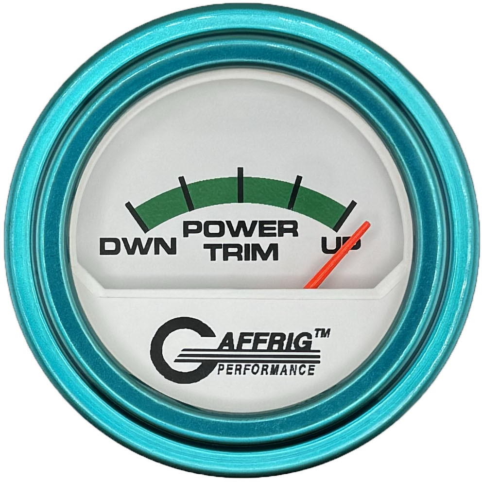 GAFFRIG 2 INCH ELECTRIC TRIM METER MERCURY GAUGE STEP RIM (002) / TEAL / WHITE