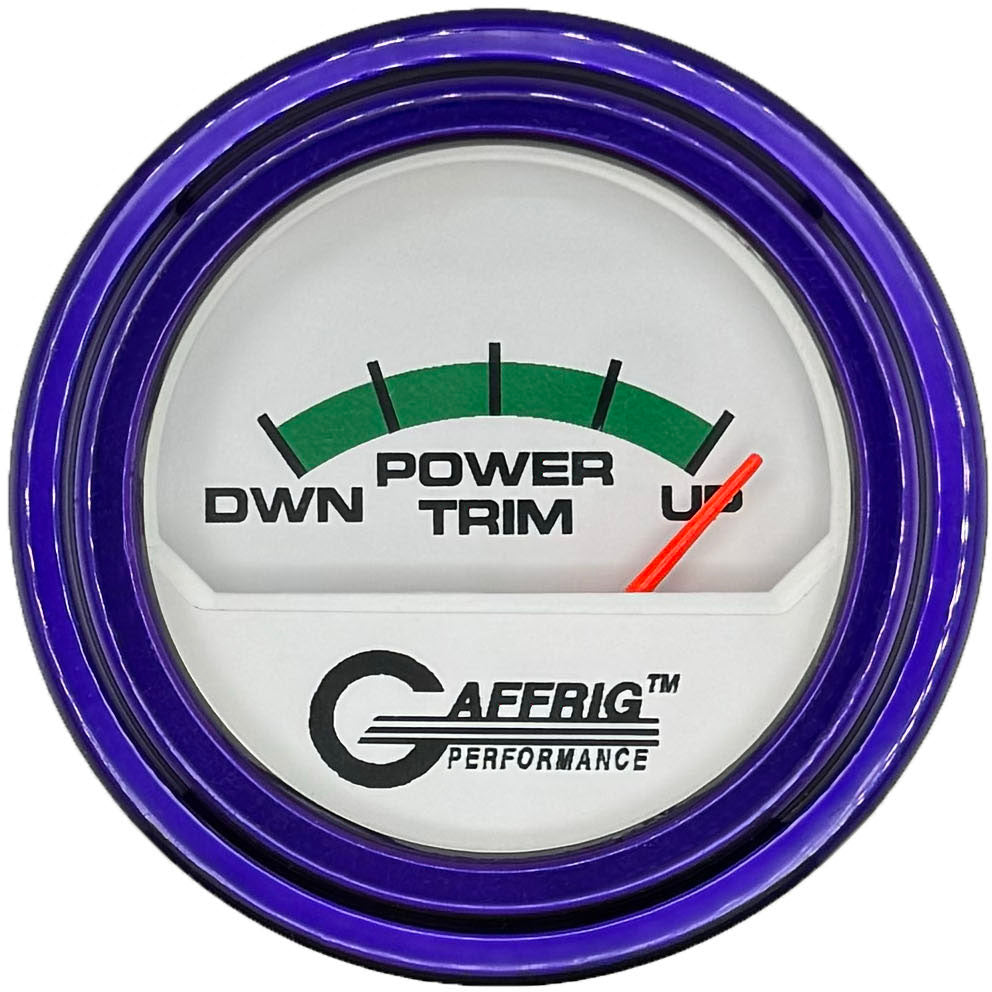 GAFFRIG 2 INCH ELECTRIC TRIM METER MERCURY GAUGE STEP RIM (002) / PURPLE / WHITE