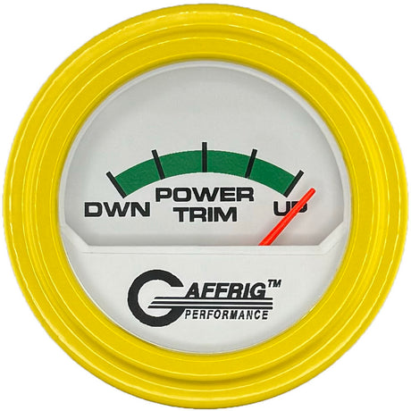 GAFFRIG 2 INCH ELECTRIC TRIM METER MERCURY GAUGE STEP RIM (002) / YELLOW / WHITE