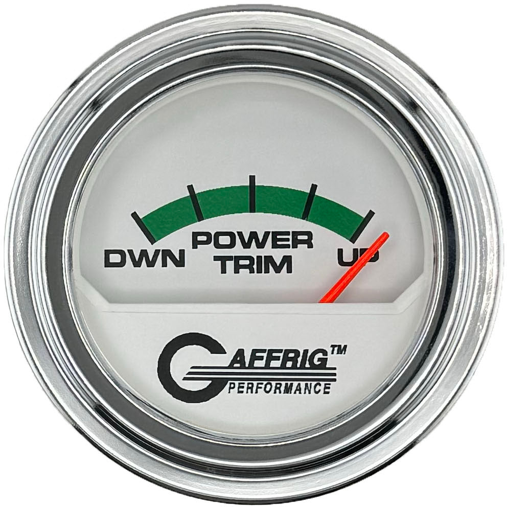 GAFFRIG 2 INCH ELECTRIC TRIM METER MERCURY GAUGE STEP RIM (002) / CHROME/POLISHED / WHITE