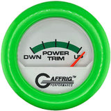 GAFFRIG 2 INCH ELECTRIC TRIM METER MERCURY GAUGE FAT RIM (218) / LIME GREEN / WHITE