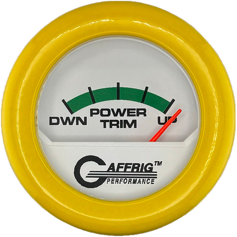 GAFFRIG 2 INCH ELECTRIC TRIM METER MERCURY GAUGE FAT RIM (218) / YELLOW / WHITE