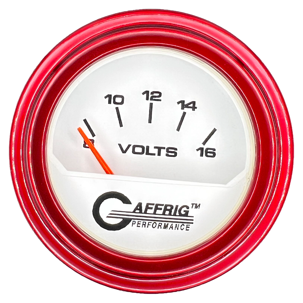 GAFFRIG 2 INCH ELECTRIC VOLTMETER 8-16 VOLT GAUGE STEP RIM (002) / RED / WHITE