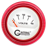 GAFFRIG 2 INCH ELECTRIC VOLTMETER 8-16 VOLT GAUGE STEP RIM (002) / RED / WHITE