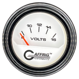 GAFFRIG 2 INCH ELECTRIC VOLTMETER 8-16 VOLT GAUGE STEP RIM (002) / BLACK / WHITE