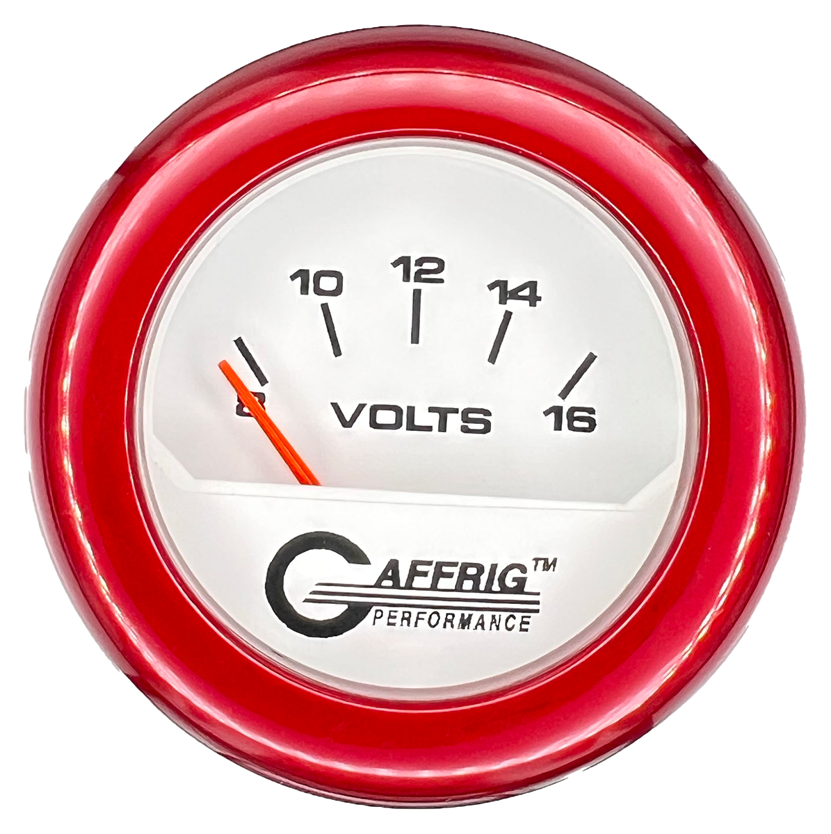 GAFFRIG 2 INCH ELECTRIC VOLTMETER 8-16 VOLT GAUGE FAT RIM (218) / RED / WHITE