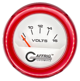 GAFFRIG 2 INCH ELECTRIC VOLTMETER 8-16 VOLT GAUGE FAT RIM (218) / RED / WHITE