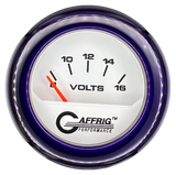 GAFFRIG 2 INCH ELECTRIC VOLTMETER 8-16 VOLT GAUGE FAT RIM (218) / PURPLE / WHITE