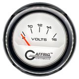 GAFFRIG 2 INCH ELECTRIC VOLTMETER 8-16 VOLT GAUGE FAT RIM (218) / BLACK / WHITE