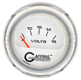 GAFFRIG 2 INCH ELECTRIC VOLTMETER 8-16 VOLT GAUGE FAT RIM (218) / CHROME/POLISHED / WHITE