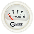 GAFFRIG 2 INCH ELECTRIC VOLTMETER 8-16 VOLT GAUGE STEP RIM (002) / WHITE / WHITE