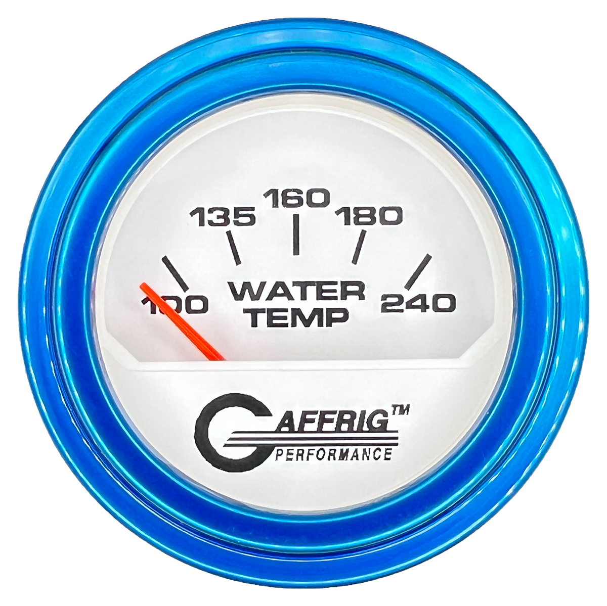 GAFFRIG 2 INCH ELECTRIC WATER TEMP 100-240 F GAUGE STEP RIM (002) / BLUE / WHITE