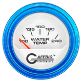 GAFFRIG 2 INCH ELECTRIC WATER TEMP 100-240 F GAUGE STEP RIM (002) / BLUE / WHITE