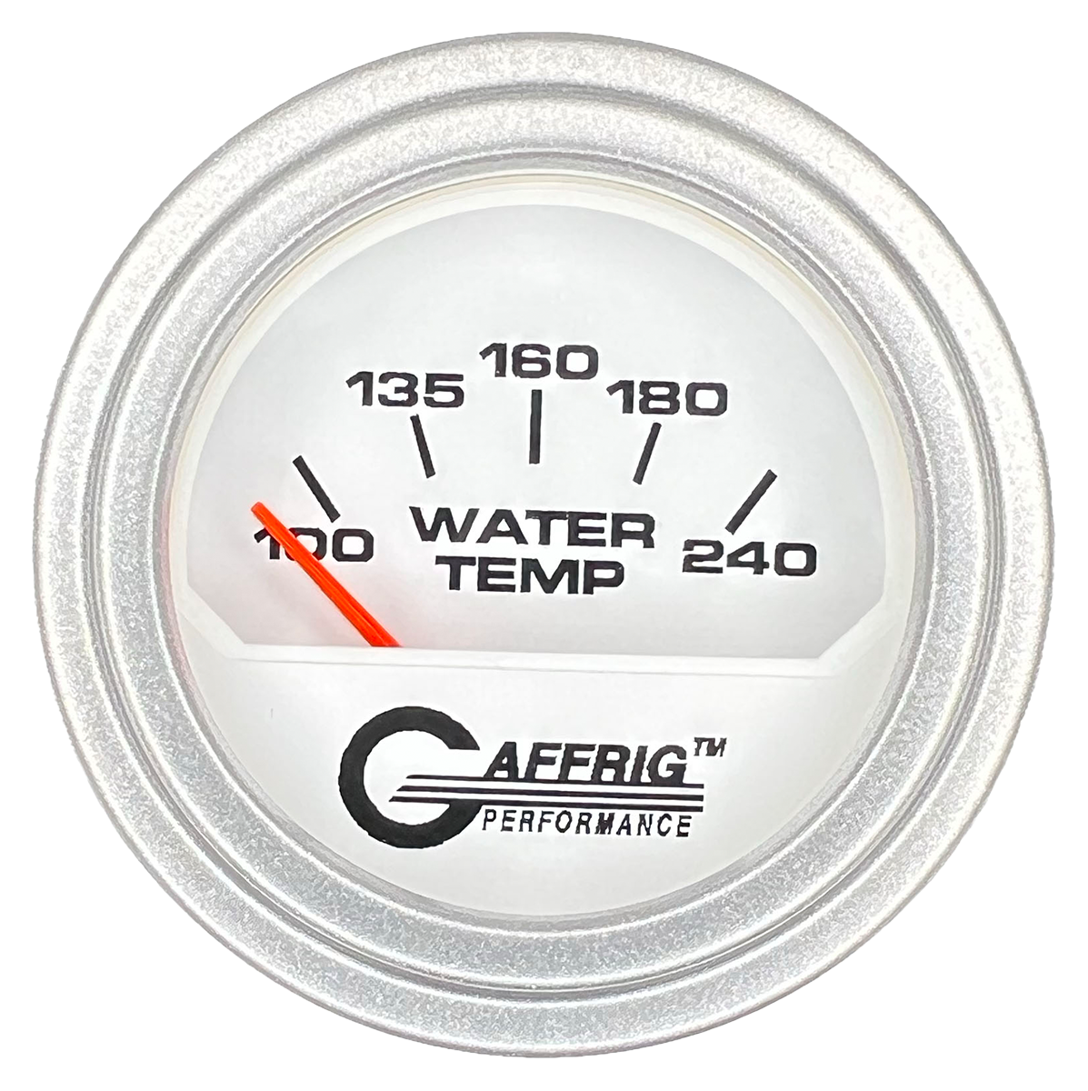 GAFFRIG 2 INCH ELECTRIC WATER TEMP 100-240 F GAUGE STEP RIM (002) / PLATINUM / WHITE