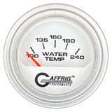 GAFFRIG 2 INCH ELECTRIC WATER TEMP 100-240 F GAUGE STEP RIM (002) / PLATINUM / WHITE