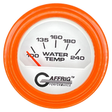 GAFFRIG 2 INCH ELECTRIC WATER TEMP 100-240 F GAUGE STEP RIM (002) / ORANGE / WHITE