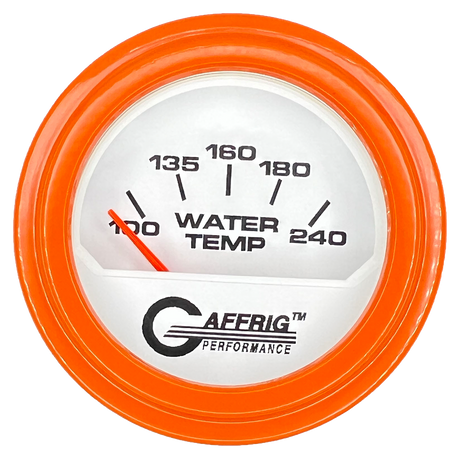 GAFFRIG 2 INCH ELECTRIC WATER TEMP 100-240 F GAUGE STEP RIM (002) / ORANGE / WHITE