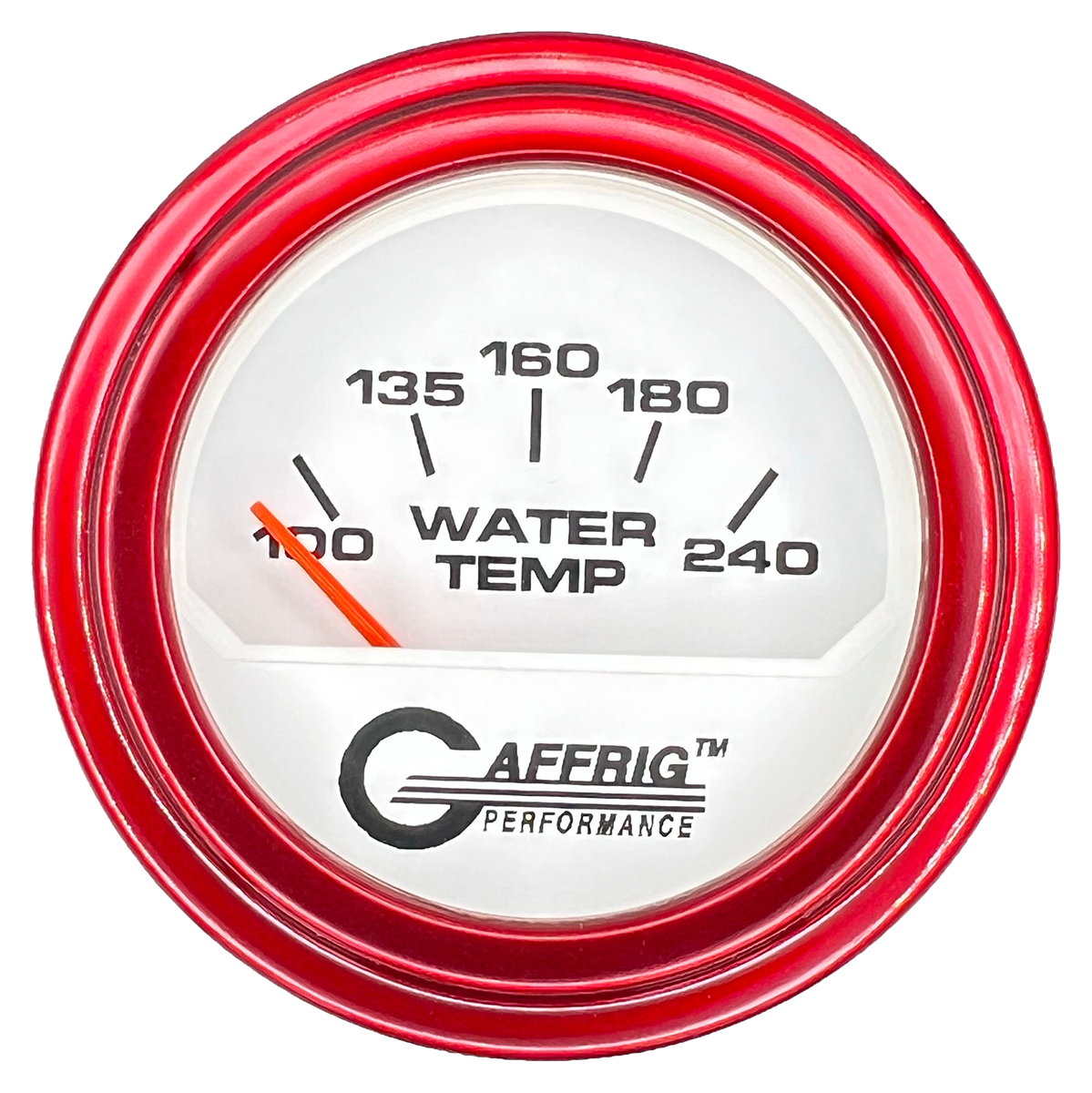 GAFFRIG 2 INCH ELECTRIC WATER TEMP 100-240 F GAUGE STEP RIM (002) / RED / WHITE