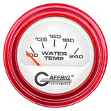 GAFFRIG 2 INCH ELECTRIC WATER TEMP 100-240 F GAUGE STEP RIM (002) / RED / WHITE