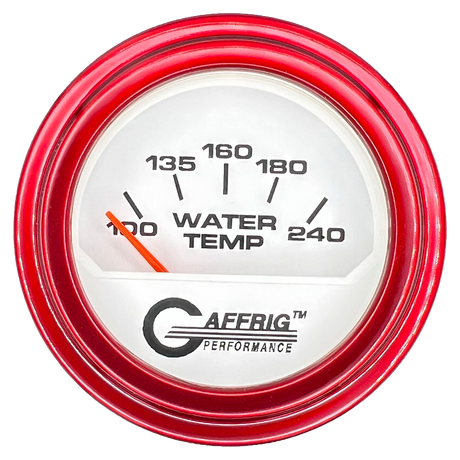 GAFFRIG 2 INCH ELECTRIC WATER TEMP 100-240 F GAUGE STEP RIM (002) / RED / WHITE