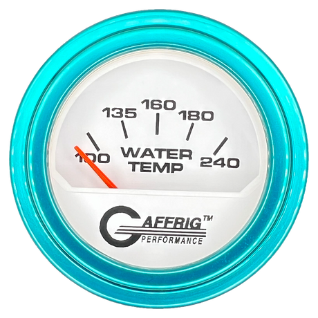 GAFFRIG 2 INCH ELECTRIC WATER TEMP 100-240 F GAUGE STEP RIM (002) / TEAL / WHITE