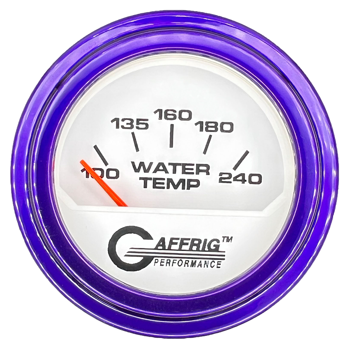 GAFFRIG 2 INCH ELECTRIC WATER TEMP 100-240 F GAUGE STEP RIM (002) / PURPLE / WHITE