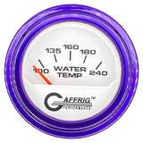 GAFFRIG 2 INCH ELECTRIC WATER TEMP 100-240 F GAUGE STEP RIM (002) / PURPLE / WHITE