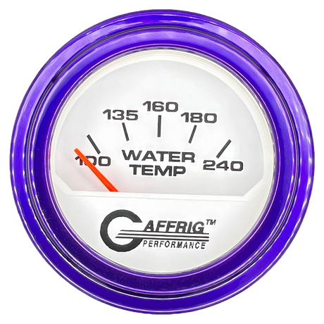 GAFFRIG 2 INCH ELECTRIC WATER TEMP 100-240 F GAUGE STEP RIM (002) / PURPLE / WHITE