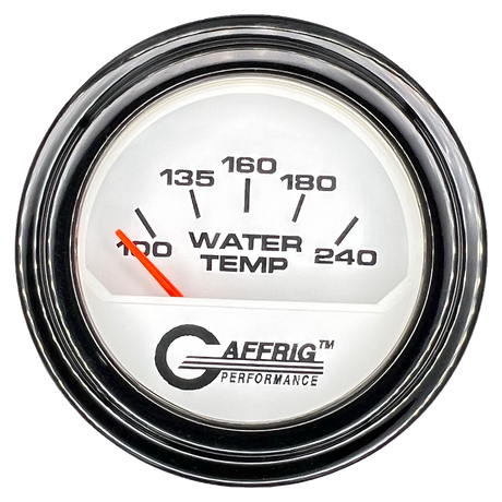 GAFFRIG 2 INCH ELECTRIC WATER TEMP 100-240 F GAUGE STEP RIM (002) / BLACK / WHITE