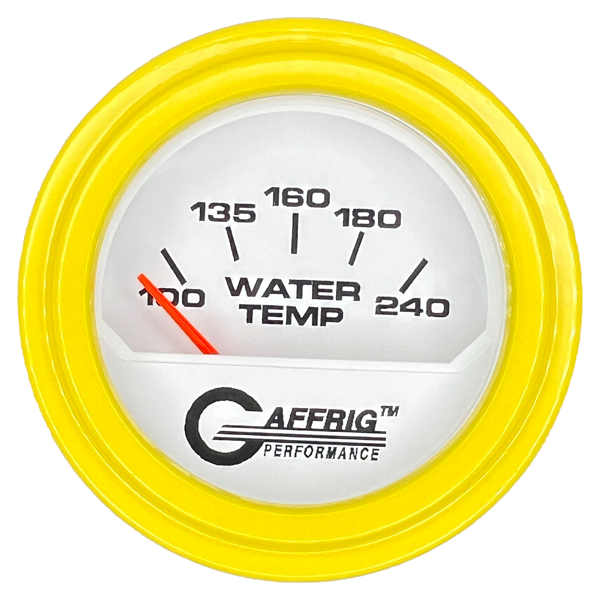 GAFFRIG 2 INCH ELECTRIC WATER TEMP 100-240 F GAUGE STEP RIM (002) / YELLOW / WHITE