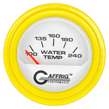 GAFFRIG 2 INCH ELECTRIC WATER TEMP 100-240 F GAUGE STEP RIM (002) / YELLOW / WHITE