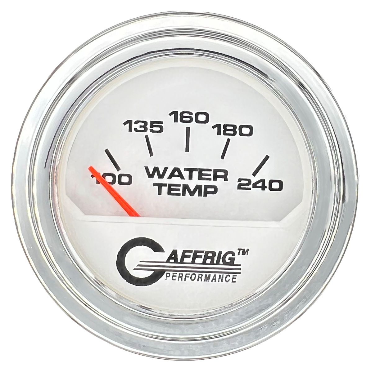 GAFFRIG 2 INCH ELECTRIC WATER TEMP 100-240 F GAUGE STEP RIM (002) / CHROME/POLISHED / WHITE