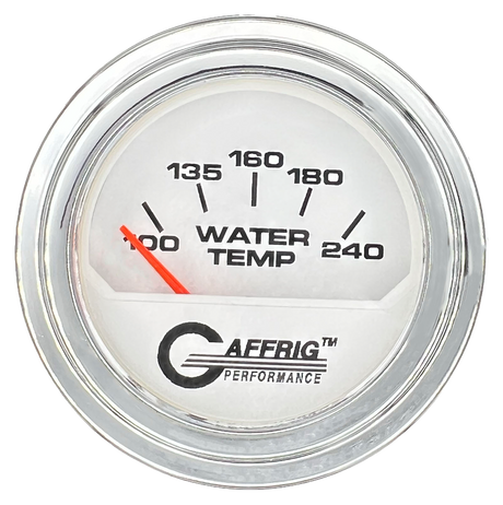 GAFFRIG 2 INCH ELECTRIC WATER TEMP 100-240 F GAUGE STEP RIM (002) / CHROME/POLISHED / WHITE