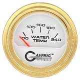 GAFFRIG 2 INCH ELECTRIC WATER TEMP 100-240 F GAUGE STEP RIM (002) / GOLD / WHITE