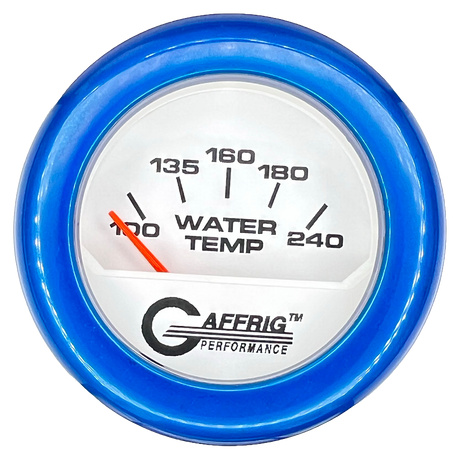 GAFFRIG 2 INCH ELECTRIC WATER TEMP 100-240 F GAUGE FAT RIM (218) / BLUE / WHITE