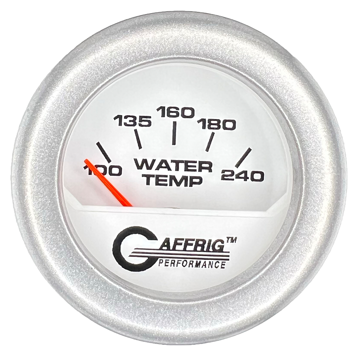 GAFFRIG 2 INCH ELECTRIC WATER TEMP 100-240 F GAUGE FAT RIM (218) / PLATINUM / WHITE