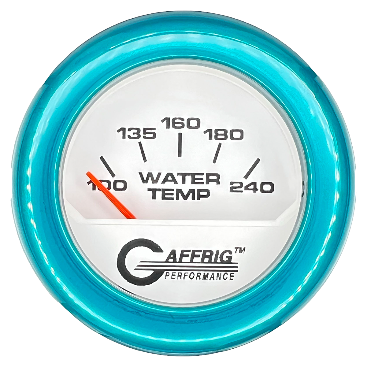 GAFFRIG 2 INCH ELECTRIC WATER TEMP 100-240 F GAUGE FAT RIM (218) / TEAL / WHITE