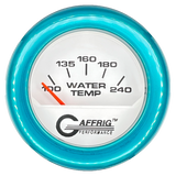 GAFFRIG 2 INCH ELECTRIC WATER TEMP 100-240 F GAUGE FAT RIM (218) / TEAL / WHITE