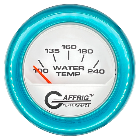 GAFFRIG 2 INCH ELECTRIC WATER TEMP 100-240 F GAUGE FAT RIM (218) / TEAL / WHITE