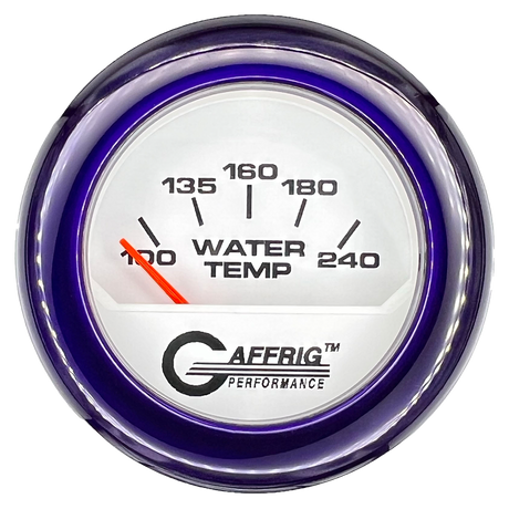 GAFFRIG 2 INCH ELECTRIC WATER TEMP 100-240 F GAUGE FAT RIM (218) / PURPLE / WHITE