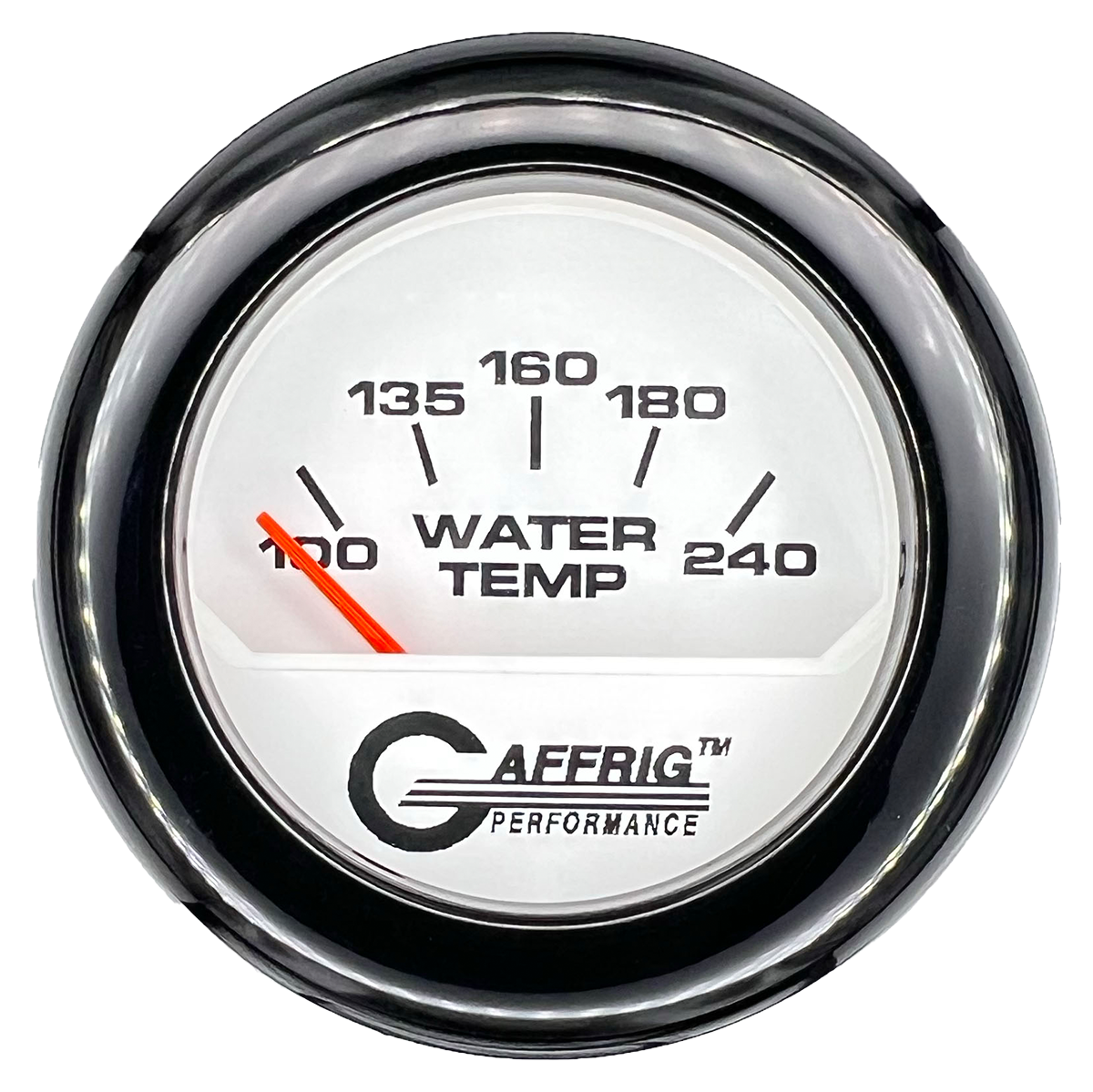 GAFFRIG 2 INCH ELECTRIC WATER TEMP 100-240 F GAUGE FAT RIM (218) / BLACK / WHITE